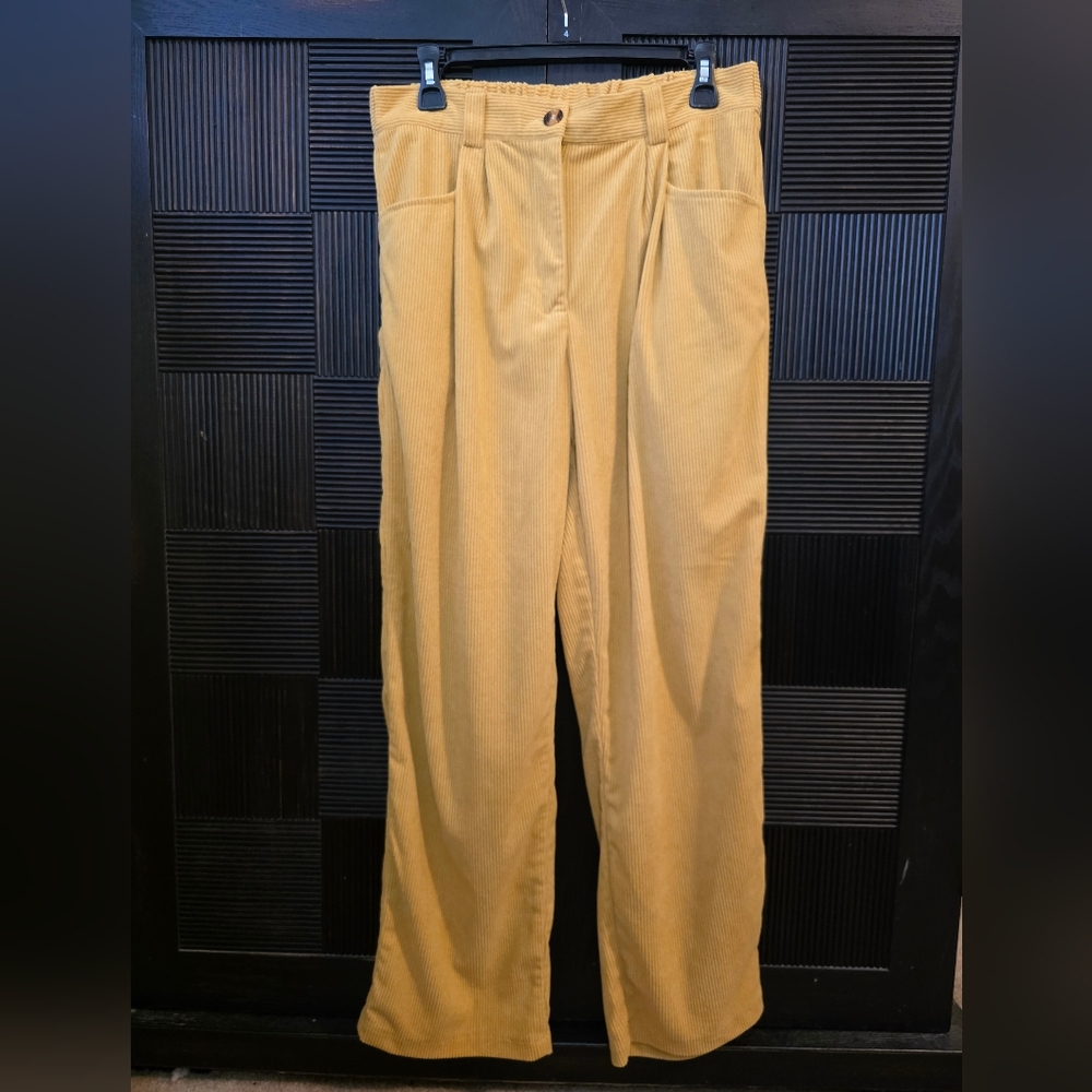 Yellow Corduroy Loose Fit Pants